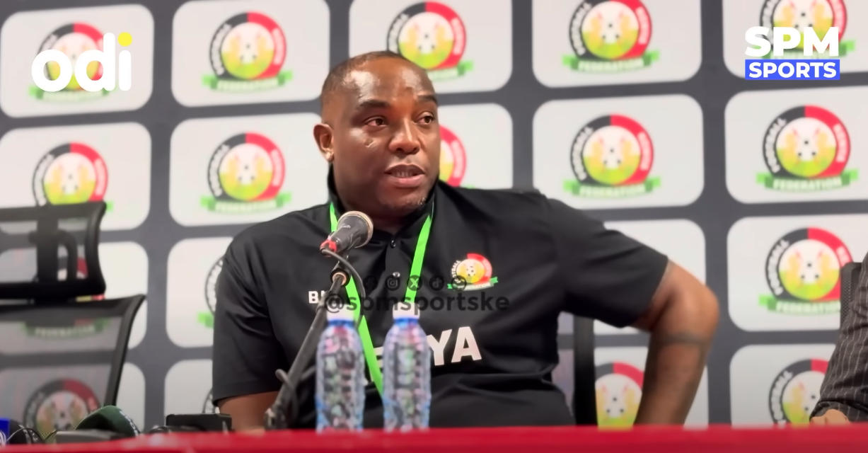 Benni McCarthy addressing the press after Kenya's victory